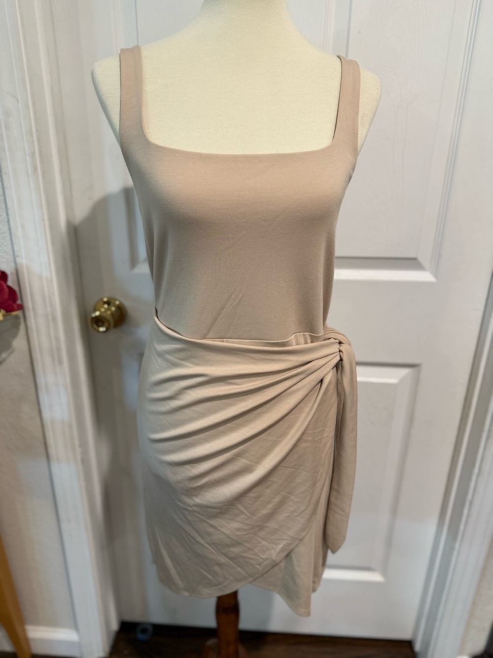 Wilfred Nude Tank Mini Dress with Side Knot
